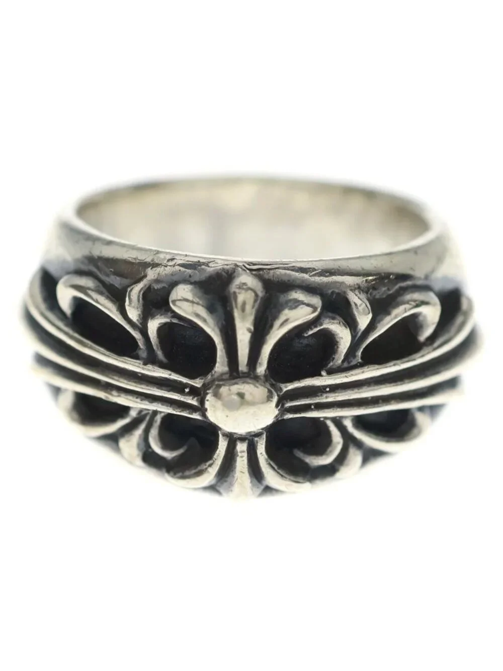 Chrome Hearts Flrl Crs Floral Cross Ring Silver